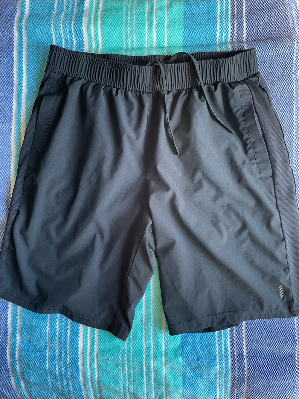 Balance Collection Men's Medium Athletic Shorts Black Drawstring Mesh Gym